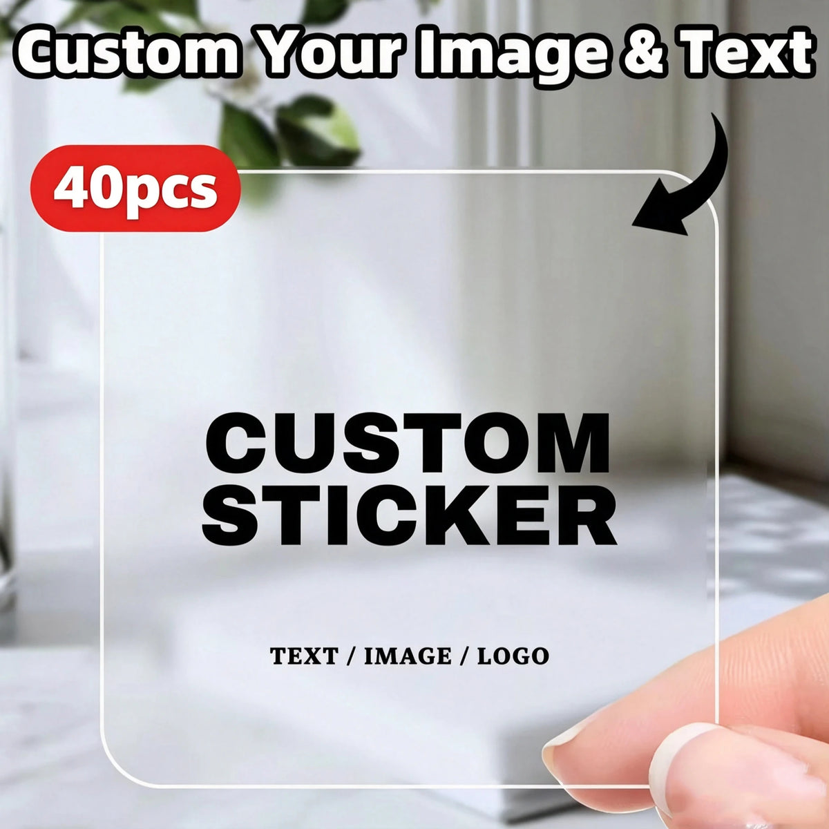 1‑200Pcs Square Custom Stickers,Personalized Text Image Labels for Party Guests,Gift Favors,Handmade Projects&Celebration Decor