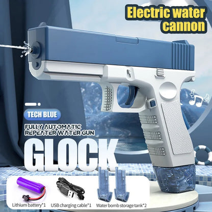 @Electric Water Gun Rechargeable Automatic & Manual Spray Gun Capacity Range Up to 32 FT Range for Adults & Kids