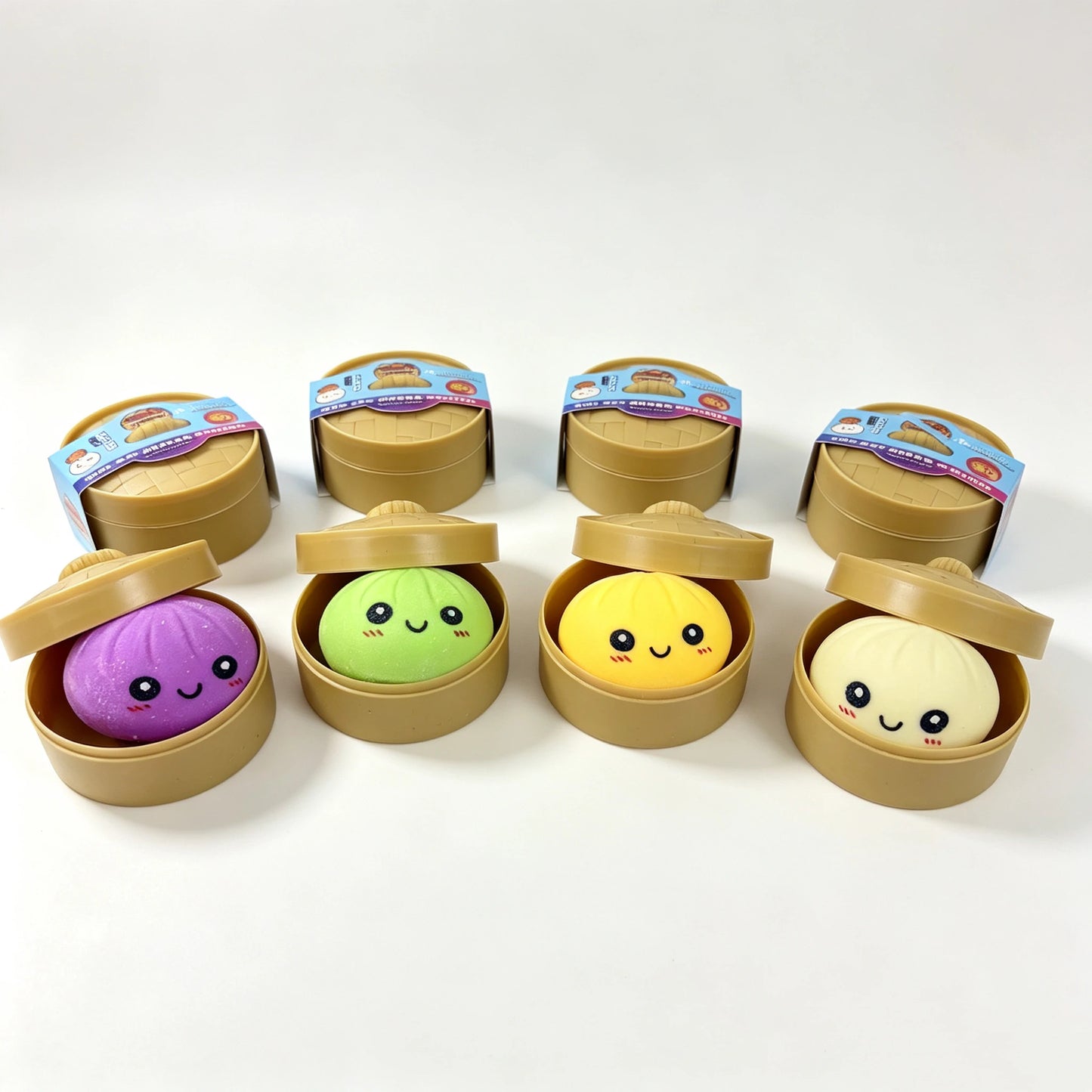 New 1-6pcs Blind Box Colorful Simulated Steamed Bun Squishy with Box Dumplings Sensory Squeeze Toy for Stress Relief