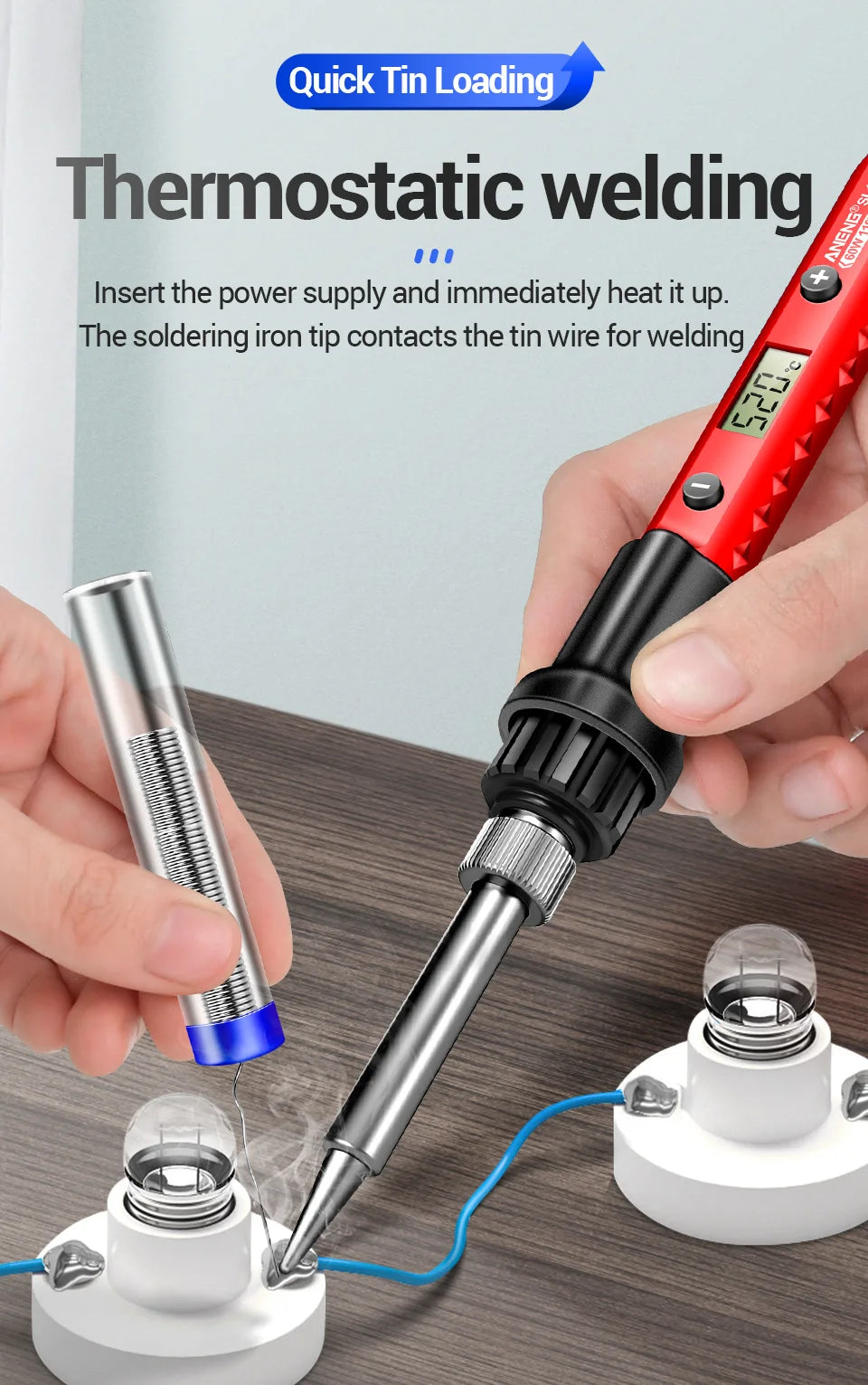 Digital Display Electric Soldering Iron ANENG SL105 Adjustable Temperature EU/220V US/110V Portable Kit Weld Solder Repair Tools