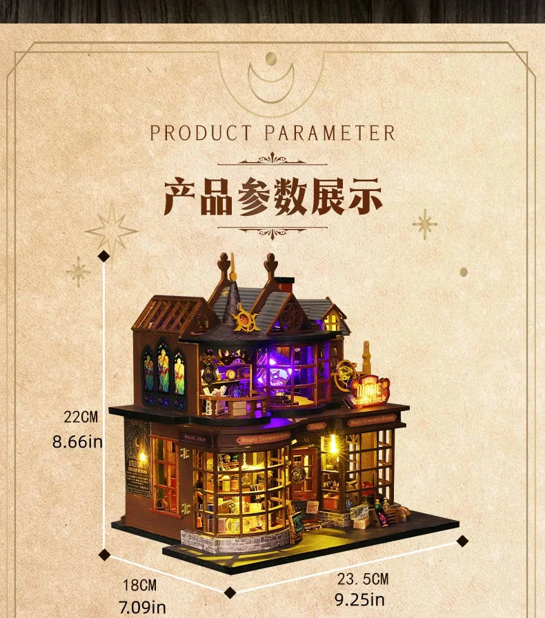 DIY Miniature Magic Treasure House Book Nook - Handcrafted 3D Puzzle, Creative Christmas Halloween Black Friday Gift Idea