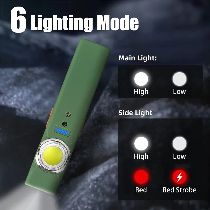 Super Bright Keychain Flashlight Mini COB Portable Work Light USB Rechargeable Outdoor Camping Fishing Pocket Lamps With Magnet
