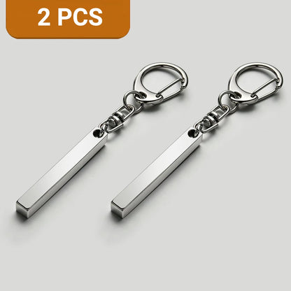 1-10PCS Stainless Steel Personalized Keychain Custom Engraved 4 Sides DIY Name Text Key Ring Gift for Men Women Keyrings DP039