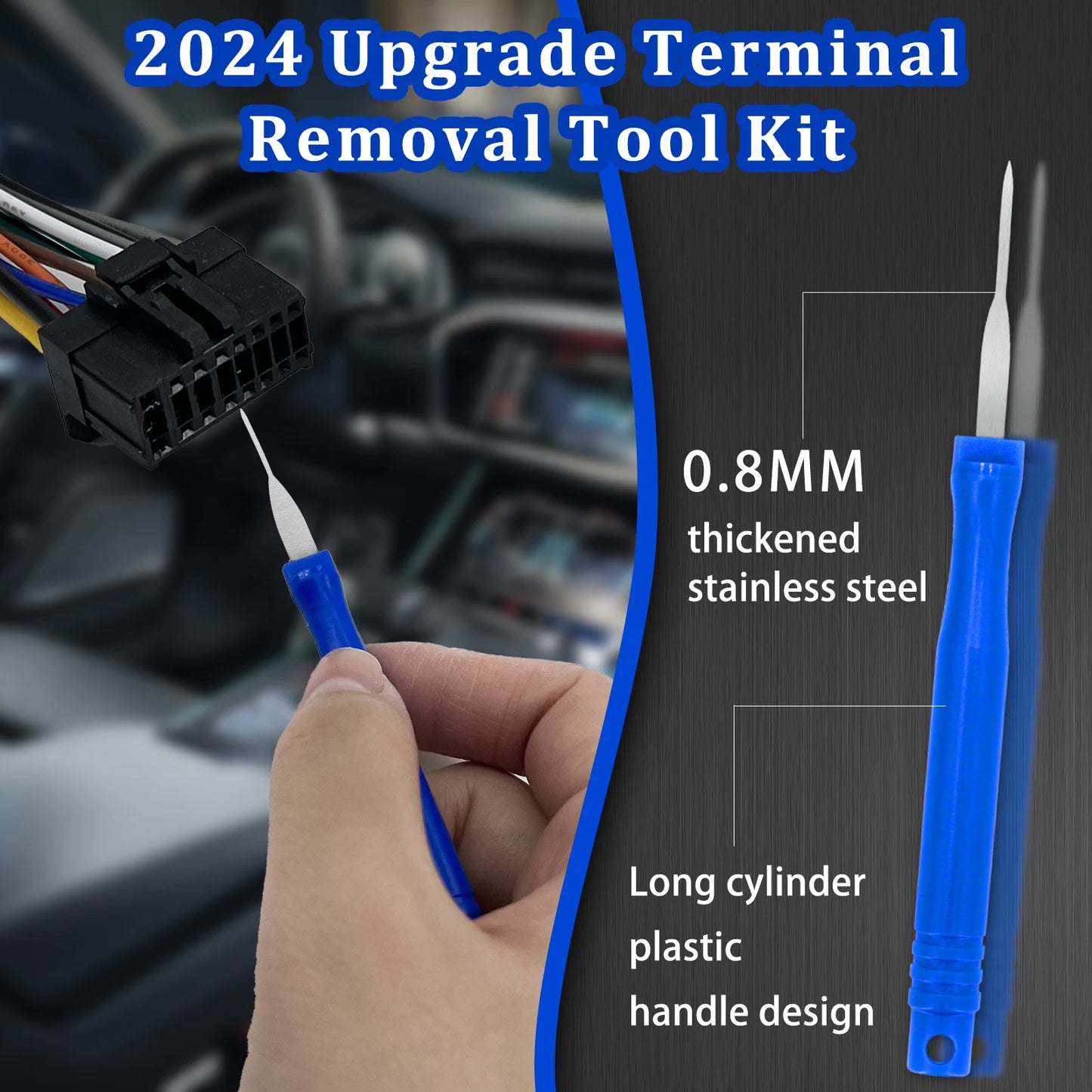 6Pcs Upgraded Blue Electrical Pin Removal Tool Kit Electrical Wire Connector Pin Release Tool Automotive Terminal Release Kit