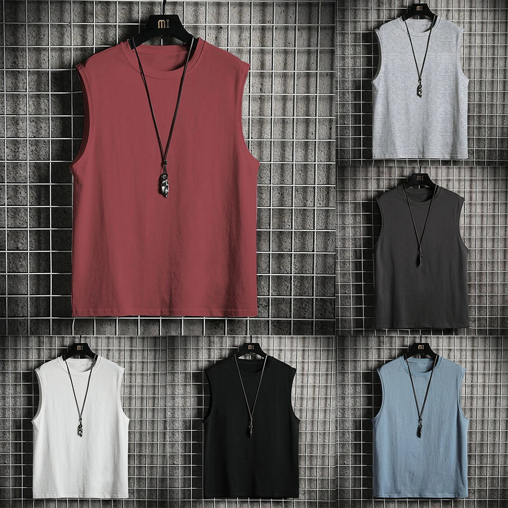 Men's Vest Sleeveless Muscle Tee Solid Blank Tank Breathable Comfortable T Shirt Hot Summer Gym Top