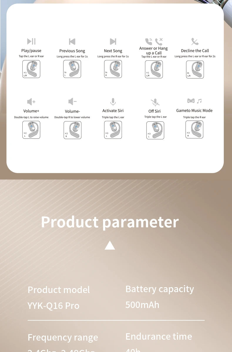 AI Translating Earbuds Real-time 144 Languages Translation Earphone Touch LCD Screen OWS Open Ear Wireless Headphone HiFi Stereo