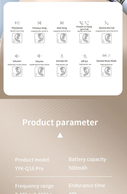AI Translating Earbuds Real-time 144 Languages Translation Earphone Touch LCD Screen OWS Open Ear Wireless Headphone HiFi Stereo