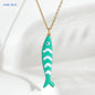 Cute Colorful Enamel Fish Pendant Necklaces For Women Girls Lovely Stainless Steel Gold Color Summer Waterproof Beach Jewelry