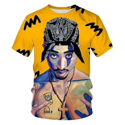 Summer fashion personality 3D printed hip-hop artist's cool trendy street rock T-shirt