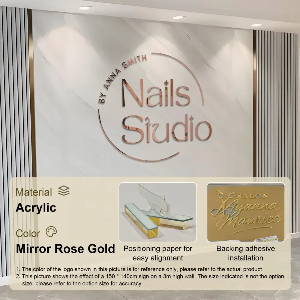 Customized 3D Business Logo Sign Laser Cut Acrylic Logo Wall Mounted Name Sign Beauty Salon/Office/Shop/Home/Dental/SPA Decor