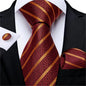 Fashion Men Tie Luxury Gold Black Dot Striped Paisley Silk Wedding Tie For Men DiBanGu Designer Hanky Cufflinks Gift Tie Set