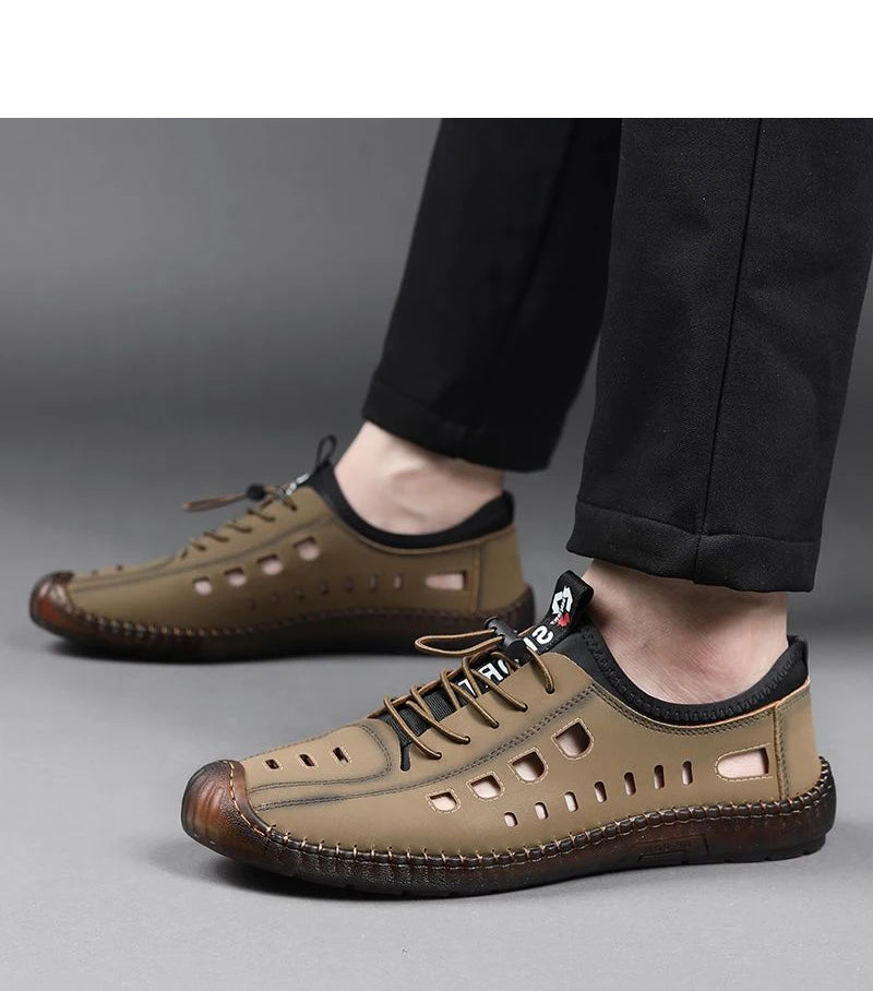 Men's Slip-On Shoes Summer Hollow out Breathable Comfortable Wear-Resistant Soft Bottom Casual Shoes-8333