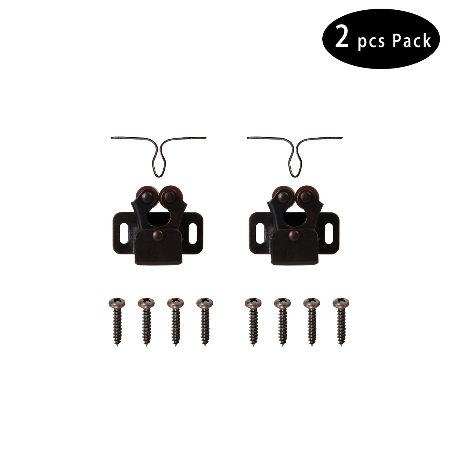 Furniture Door Stoppers Antique Copper Color Cupboard Cabinet Door Roller Latch Twin Double Catches with Striker and Free Screws