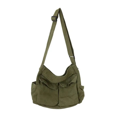 1Pc New style retro crossbody bag, single-shoulder bag, casual canvas bag, large capacity, artistic street photography bag