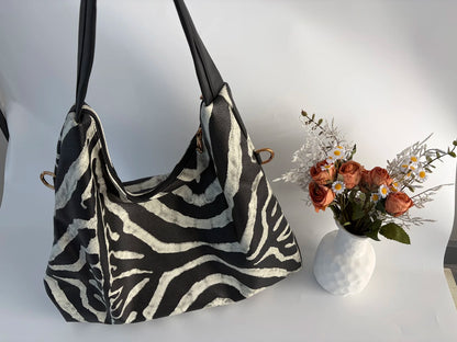 SHELKSBAG Designers Luxury Women Bags 2025 Fashion Zebra Stripes Handbag Large Capacity High Quality Chic Novelty Shoulder Bag