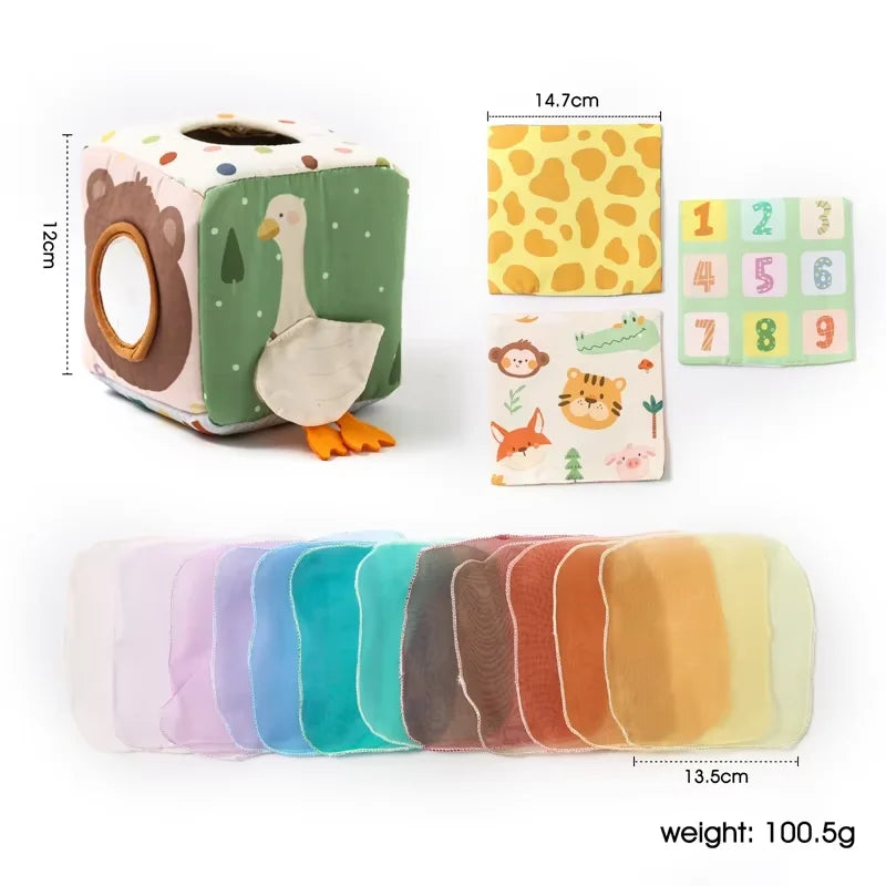 Baby Montessori Toy cotton Magic Tissue Box Finger Exercising Busy Board Game Cloth Book Cartoon Mermaid Puzzle Toy Girl's Gifts