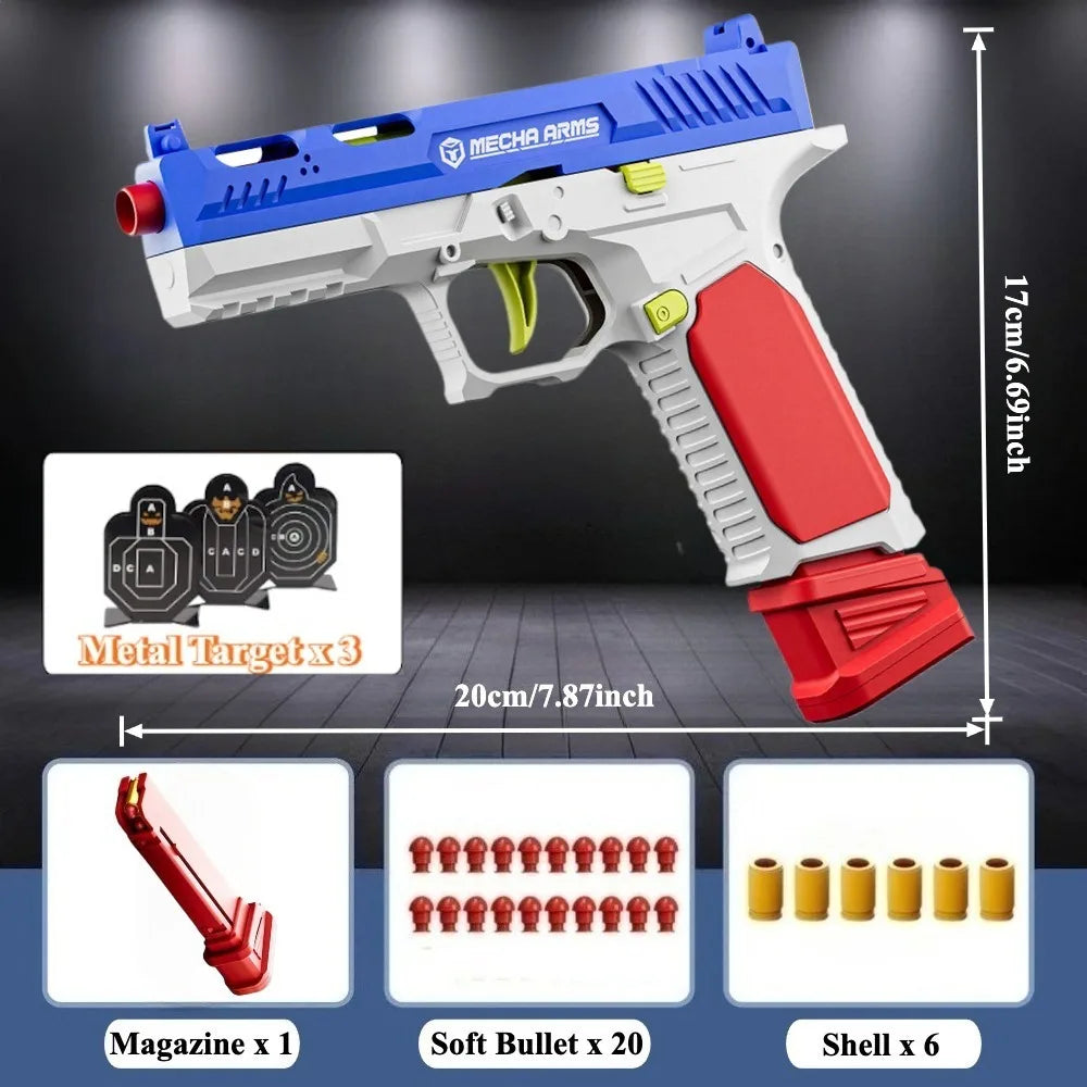 Automatic Continuous Firing SIG17 Shell Ejceting Toy Gun EVA Soft Bullets Airsoft Pistol for Outdoor Sports Shooting Gift