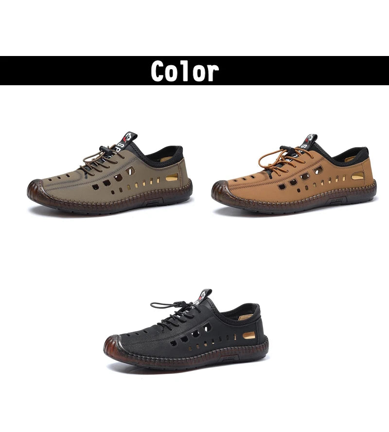 Men's Slip-On Shoes Summer Hollow out Breathable Comfortable Wear-Resistant Soft Bottom Casual Shoes-8333
