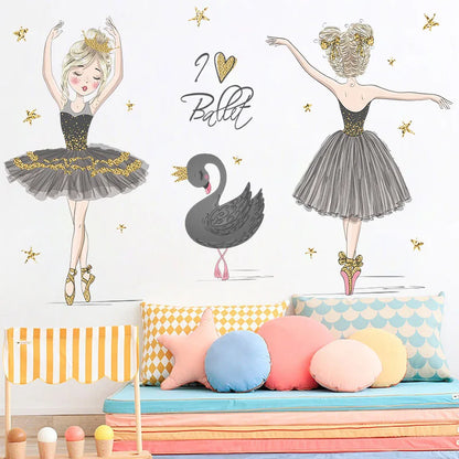 Ballet Girl Vinyl Child Wall Stickers For Baby Kids Room Decoration Adhesive Wallpaper Bedroom Accessories Room Decor Wall Art