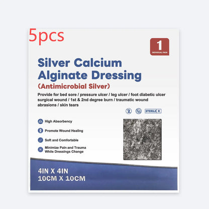 2/3/4in 5/10pcs Ag Silver Calcium Alginate Wound Dressing Pads Soft Silver Highly Absorbent Dressings for Wound Care
