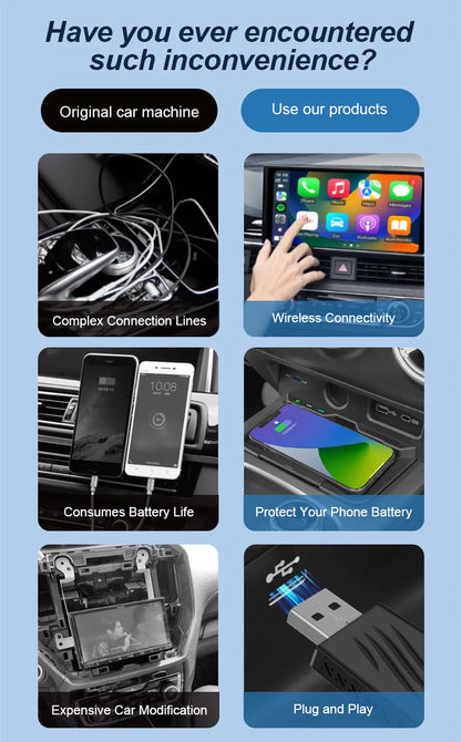 2in1 Wireless CarPlay Dongle Wireless Android Auto Adapter AI Smart Box For Car With Wired CarPlay Car Intelligent Systems