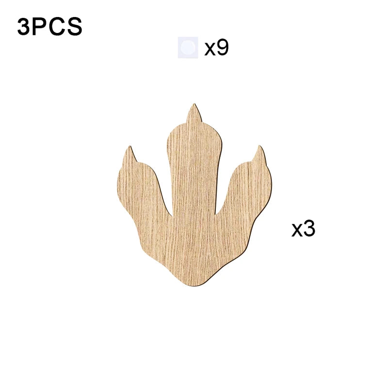3Pcs Wooden Dinosaur Footprint Wall Stickers Dinosaur Foot Wall Stickers for Baby Room Wall Decor Dinosaur Wall Art Decorations