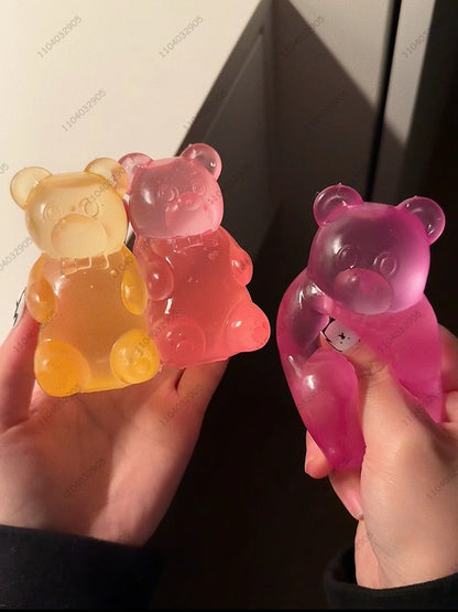 Gummy Bear Fudge Squeeze Toy Colorful Jelly Bean Gummy Candy Fidget Toy Anti Stress Release Hand Relax Toy