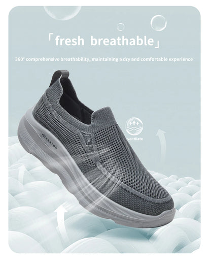 Men Summer Mesh Round Toe Lightweight Breathable Anti-Slip Casual Sneakers Walking Shoes Thin Breathable Summer Trainers