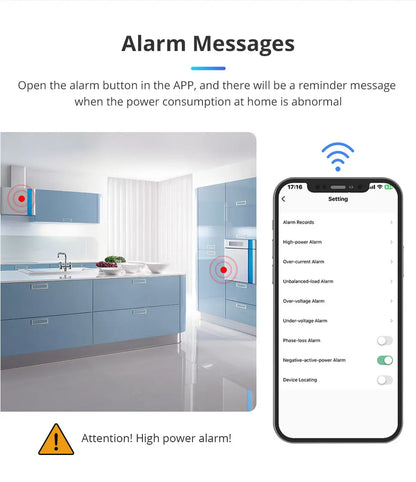 Zemismart 120A Zigbee WiFi 3 Phase Energy Meter Smart Din-rail Power Monitor Withdrawable Split-core CTs Works with Tuya App