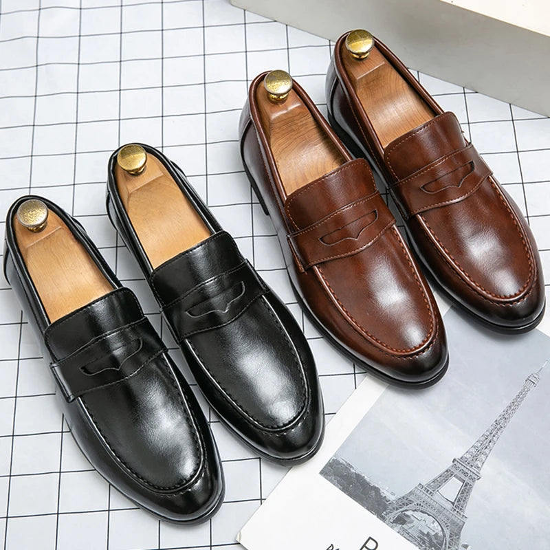 Classic Casual Business Shoes Men Formal Social Wedding Leather Shoes Men Slip On Office Leather Loafers Men's Dress Shoes