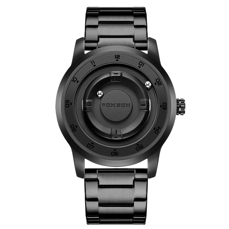 FOXBOX Watch Planet Design Fashion Floating Magnetic Pointer Free Ball Bearing Creative Simple Waterproof Quartz Watch for Men