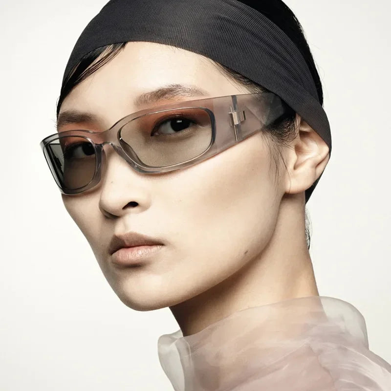 New Y2K Silver Sunglasses Out Future Sense Of Technology Hot Girls Net Red Sun Glasses Women Glasses Trendy Men UV Eyewear