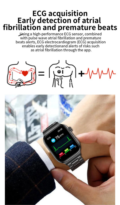 New Blood Lipids Uric Acid Blood pressure Smart Watch Men ECG+PPG Fitness Tracker Clock Heart Rate Bluetooth call Smart watches