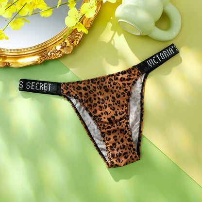 Victoria's Secret Women's Classic Striped Versatile Lace Sexy Panties Shaping Breathable Soft V-Chain Underwear Thong