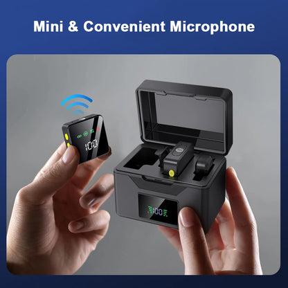 Pink&Black Plug and Play Wireless Lavalier Microphone MINI MIC With Charging Case For Smartphone Live Streaming/Video Recording