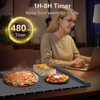 Electric Food Warmer Mat Silicone Foldable Food Warming Heater For Coffee Food Plate Warming Tray Dining Table Fast Heating Mat