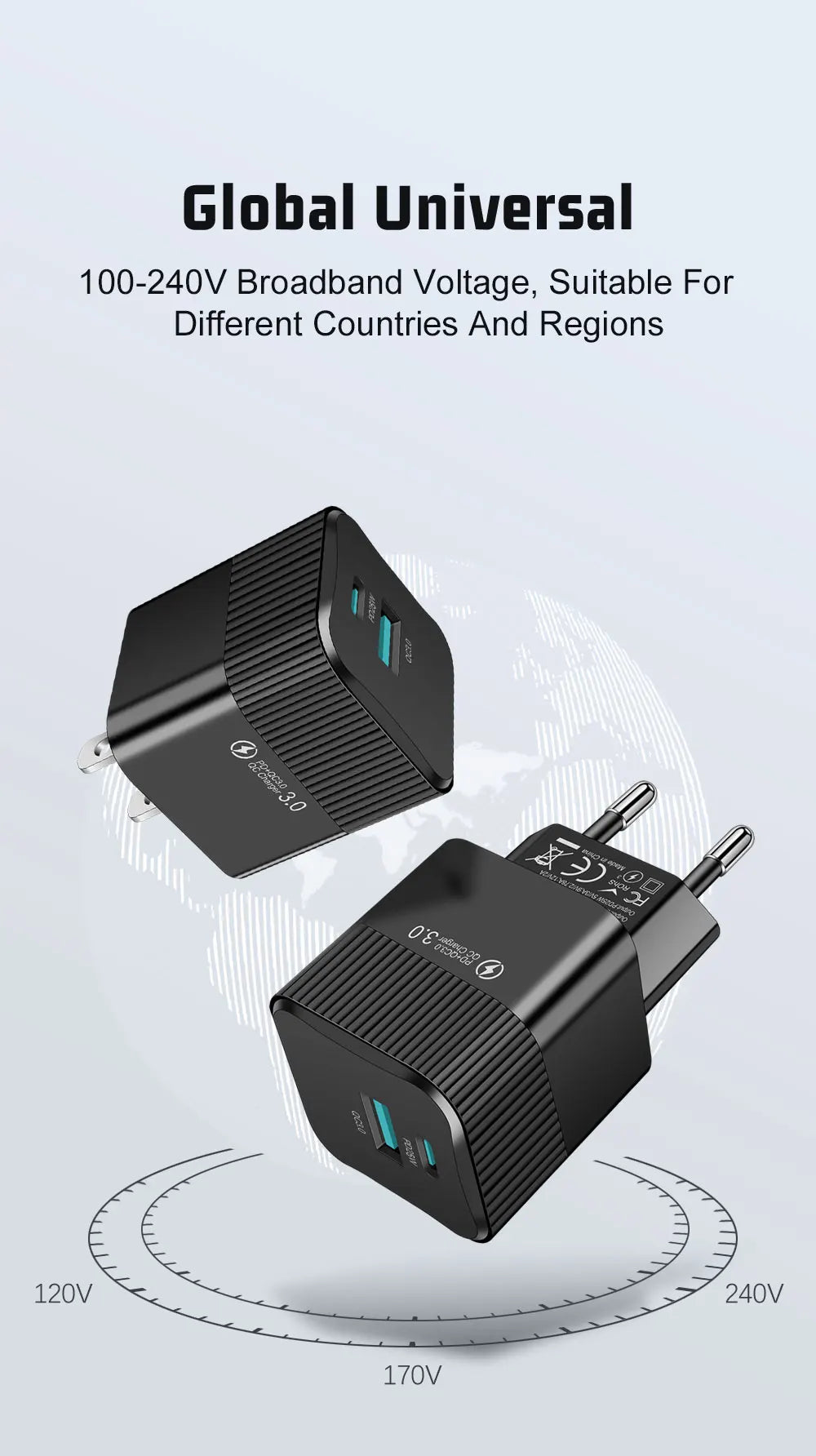 2 Ports PD 25W USB C Fast Charger KR EU  Mini Travel Plug Phone Fast Charging Adapter for iPhone 15 Pro Max Oneplus