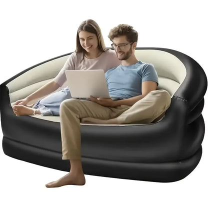 Outdoor Portable Inflatable Bed, Lounging Double Sofa, Folding Camping Inflatable Recliner, Flocking Outdoor Inflatable Sofa