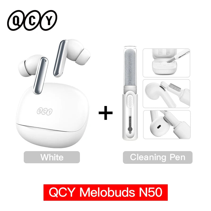 QCY Melobuds N50 ANC Bluetooth 5.4 Słuchawki Bezprzewodowe z Aktywną Redukcją Szumów 6 Mikrofonów Czyste Połączenia Wielopunktowe