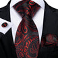 Black And Silver Paisley Floral Men's Ties Gray Blue Pink Wedding Accessories Neck Tie Set Handkerchief Cufflinks Gift For Men