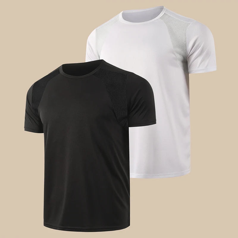 1/2-Piece Men's Summer Black And White Solid Color Quick Drying Sports Short Sleeved Loose And Breathable Sports Running Trend