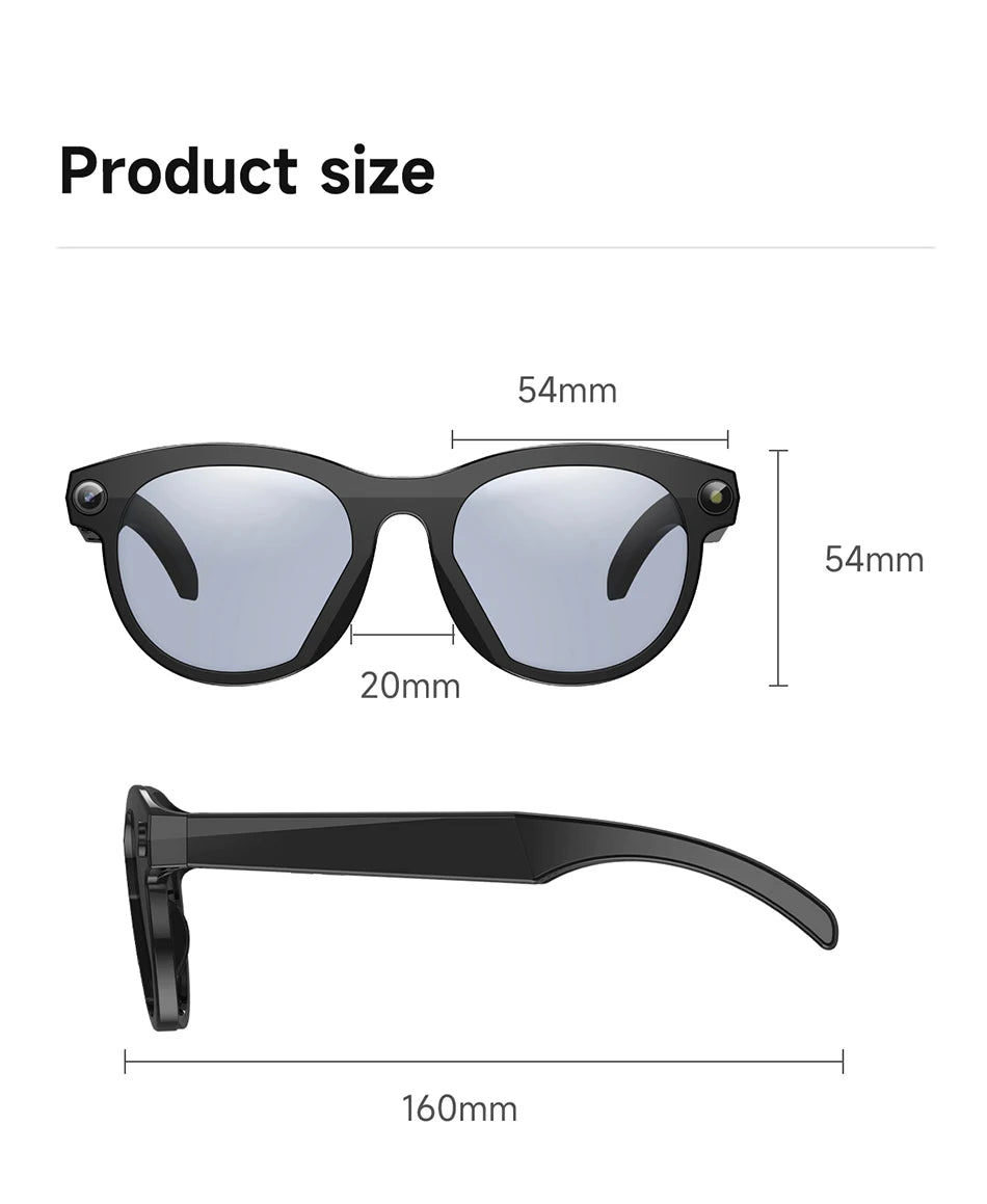 Lenovo NEW 8K 1600W HD AI Smart Glasses Camera Dual Real-time Translation Bluetooth Call Shoot Audio Video Music Play Sunglasses