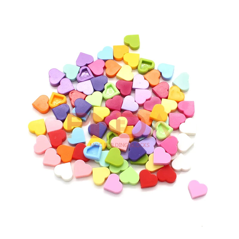 100pcs MOC 39739 Tile Round 1x1 Heart Building Blocks Sets Love Peach Compatible with Educational Creative Kids Children Toys