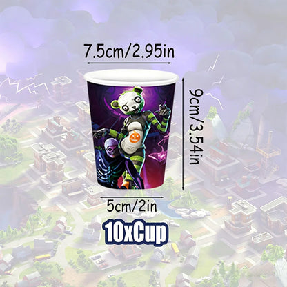 Fortnite Theme Birthday Party Decorations Shooting Game Balloon Cup Plate Tablecloth Banner Baby Shower Kid Favors Supplies Gift