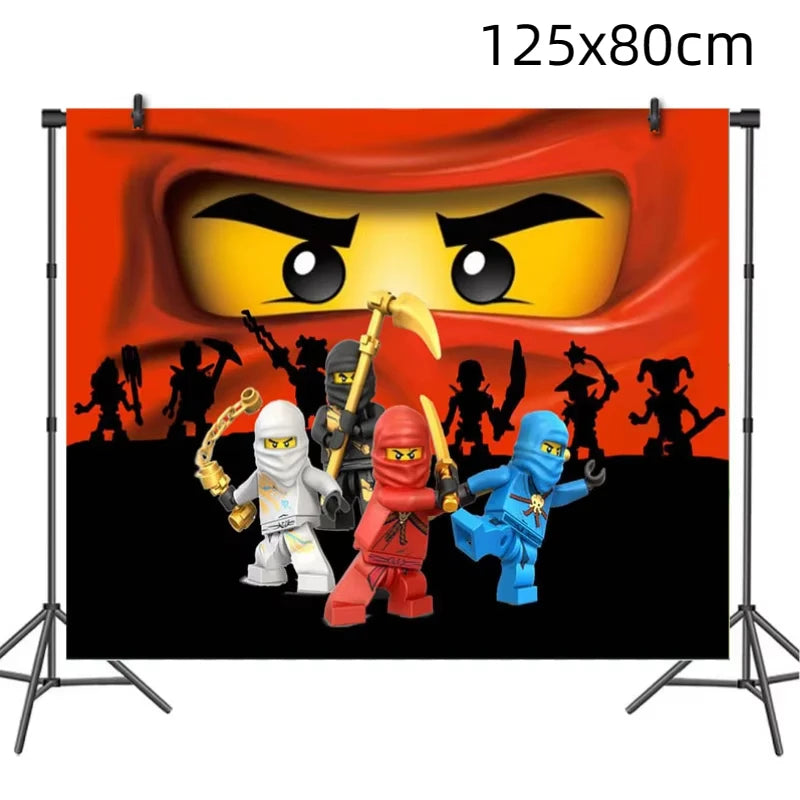Ninjas Birthday Party Decoration Set Tableware Tablecloth Cup Plate Balloon Cake Topper Candy Boxes Party Favors Supplies Gifts