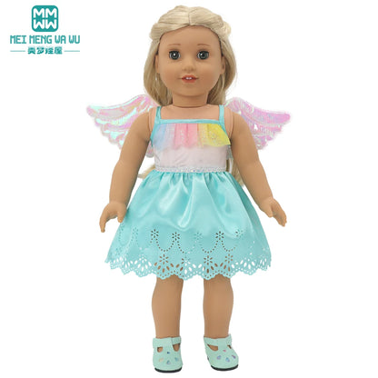 Fits 17-18inch American Doll and New Born Doll Clothes Fashion Dresses, Hooded Jumpsuit, Cardigan Strap Skirts Toys Gifts