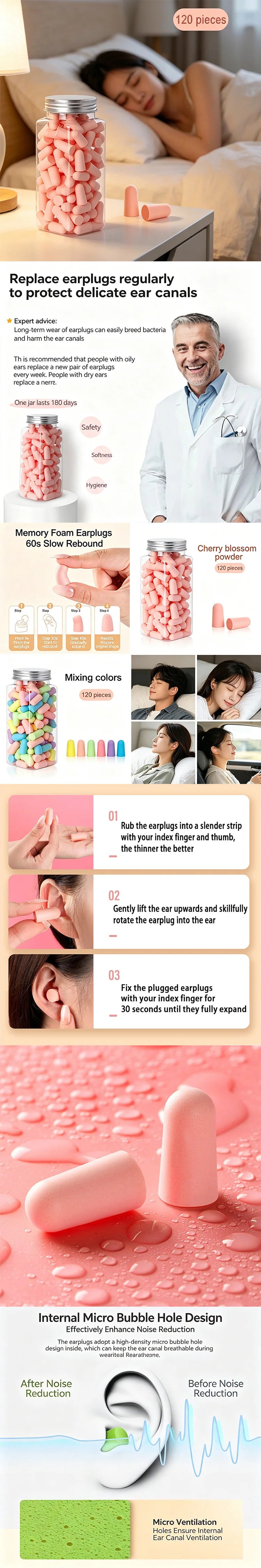 Earplugs for Sleep Anti-Noise Silicone Sleeping Earplugs Ear Plugs for Sleep Anti Snoring Health