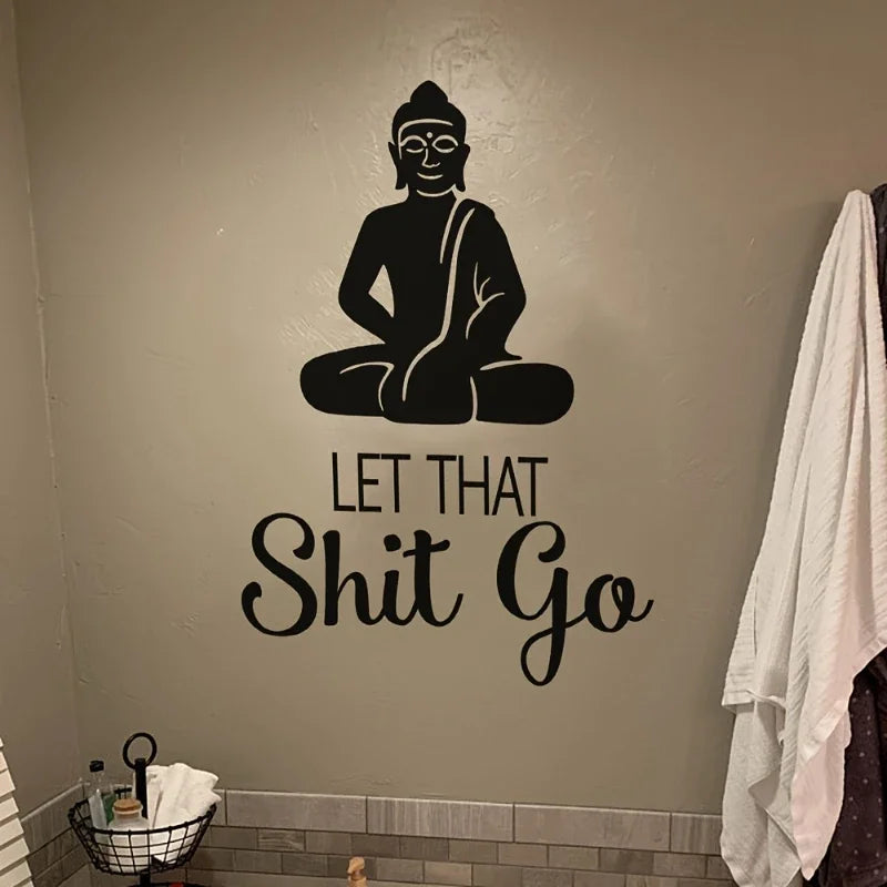 1pc Meditation Room Wall Decals Quote Buddha Religious Yoga Wall Art Vinyl Hippie Bathroom Sticker Decor 19.68×13.78In