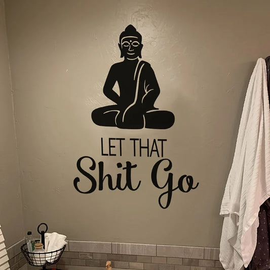 1pc Meditation Room Wall Decals Quote Buddha Religious Yoga Wall Art Vinyl Hippie Bathroom Sticker Decor 19.68×13.78In