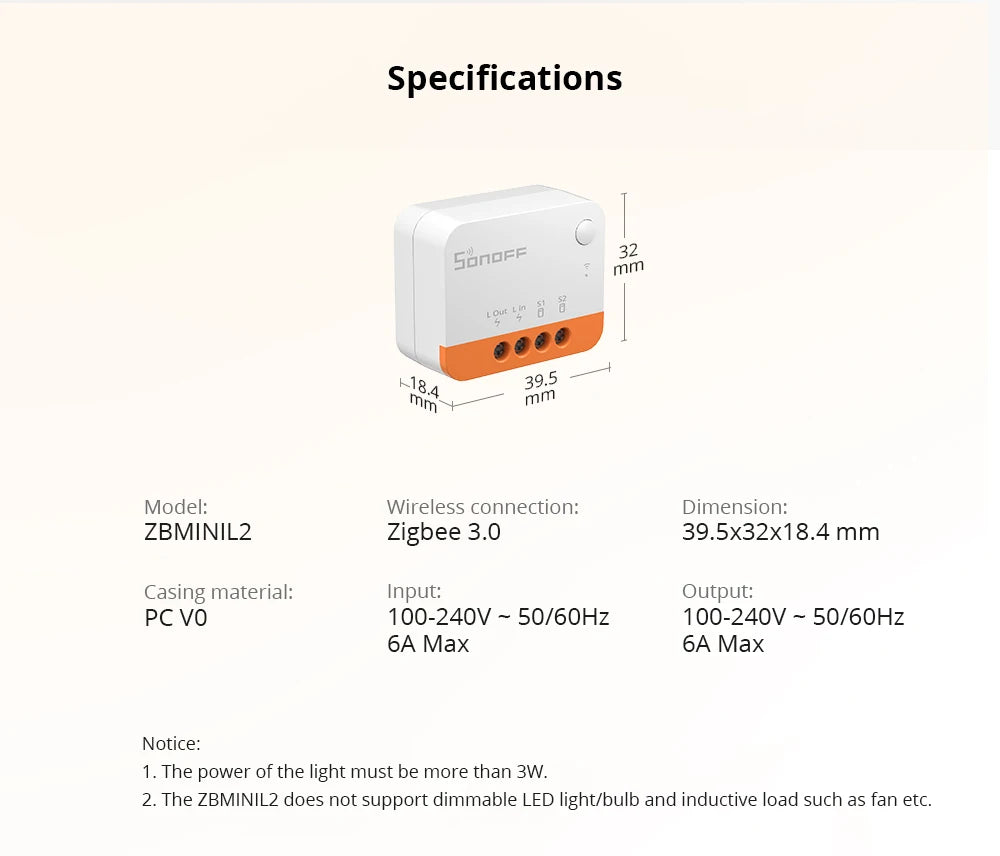 SONOFF ZBMINIR2/ZbminiL2 With/no Neutral Smart Zigbee Switch Two-Way Control Work With Alexa Google Home Yandex Alice Smartthing